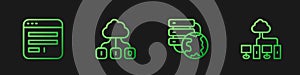 Set line Network cloud connection, Browser window, Cloud technology data transfer and Computer network. Gradient color