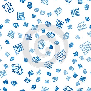 Set line Network cloud connection, Server and Server, Data, Web Hosting on seamless pattern. Vector