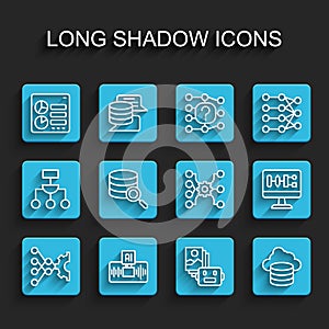 Set line Neural network, Artificial intelligence AI, Computer api interface, robot, Cloud database, Server, Algorithm