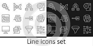 Set line Neural network, Artificial intelligence robot, Server, Data, Chat, Computer api interface, Processor CPU