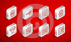 Set line Neural network, Binary code, Computer api interface, Chat bot, Artificial intelligence AI, and Funnel filter
