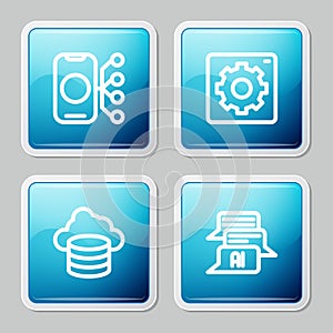 Set line Neural network, Computer api interface, Cloud database and Chat bot icon. Vector