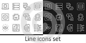 Set line Neural network, Robot setting, Artificial intelligence robot, Processor CPU, Computer api interface, and Server