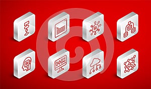 Set line Neural network, Web developer programming code, Server, Data, Network cloud connection, Algorithm, and Humanoid