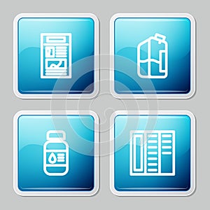 Set line News, Printer ink bottle, and Brochure icon. Vector