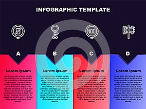 Set line No cell phone, Road traffic sign, Speed limit and Traffic light. Business infographic template. Vector