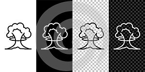 Set line Nuclear explosion icon isolated on black and white, transparent background. Atomic bomb. Symbol of nuclear war