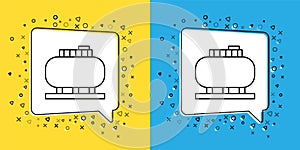 Set line Oil tank storage icon isolated on yellow and blue background. Vessel tank for oil and gas industrial. Oil tank