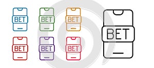Set line Online sports betting icon isolated on white background. Sport bet bookmaker. Betting online make money. Set