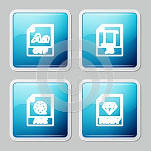 Set line OTF file document, JS, AVI and RUBY icon. Vector