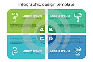 Set line Paint spray gun, roller brush, can and . Business infographic template. Vector