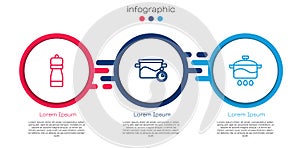 Set line Pepper, Cooking pot and . Business infographic template. Vector