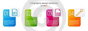 Set line Picture landscape, Red eye effect, AE file document and Magic wand. Business infographic template. Vector