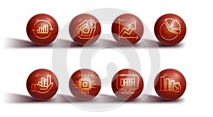 Set line Pie chart infographic, Data analysis, Processor CPU, Financial growth, decrease and icon. Vector