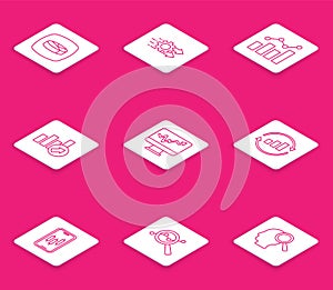 Set line Pie chart infographic, Time management, Financial growth, Monitor with, Graph, Mobile stock trading and Search