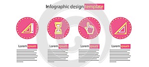 Set line Pixel hand cursor, Triangular ruler, Hourglass pixel and icon. Vector