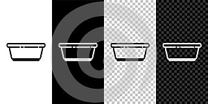 Set line Plastic basin icon isolated on black and white background. Bowl with water. Washing clothes, cleaning equipment