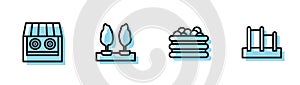 Set line Pool with balls, Shooting gallery, Forest and Horizontal bar icon. Vector photo