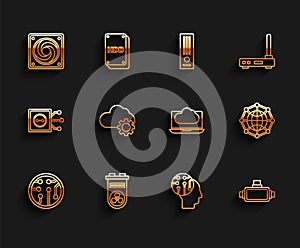 Set line Processor, Computer cooler, Human brain as digital circuit board, Virtual reality glasses, Cloud technology