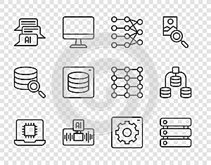 Set line Processor CPU, Server, Data, Neural network, Artificial intelligence AI, Chat bot, Computer api interface and