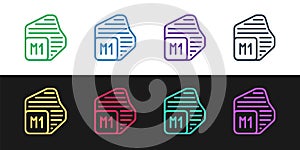 Set line Processor icon isolated on black and white background. CPU, central processing unit, microchip, microcircuit