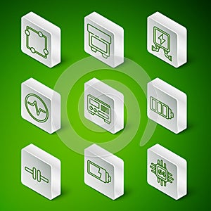 Set line Processor with microcircuits CPU, Battery charge level indicator, Electric scheme, Electrical measuring