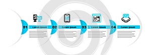 Set line Processor, Software, Mobile Apps and Computer monitor screen icon. Vector
