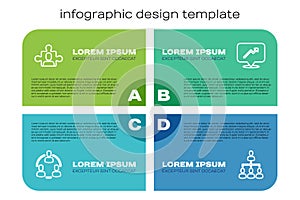 Set line Project team base, , Hierarchy organogram chart and Graph, schedule,. Business infographic template. Vector