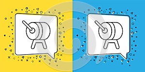 Set line Ramadan drum icon isolated on yellow and blue background. Vector