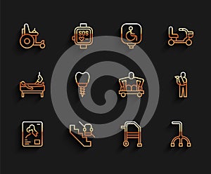 Set line X-ray shots, Disabled elevator, Electric wheelchair, Walker, Walking stick cane, Dental implant, Human broken