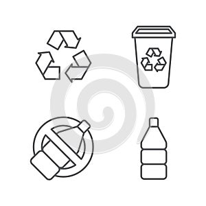 Set line Recycle bin with recycle icon, color, line, outline vector sign, linear style pictogram isolated on white. Symbol, logo