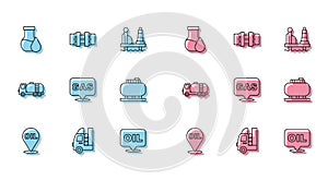 Set line Refill petrol fuel location, Gas tank for vehicle, Oil test tube, Word oil, Location and gas station, storage