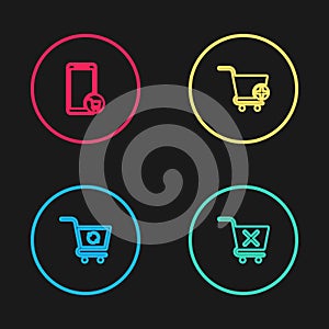 Set line Refresh shopping cart, Remove, Add to Shopping and Mobile and icon. Vector