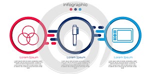 Set line RGB and CMYK color mixing, Pen and Graphic tablet. Business infographic template. Vector