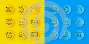 Set line RGB and CMYK color mixing, UI UX design, Front end development, Bezier curve and Website statistic icon. Vector
