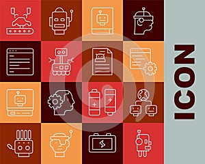 Set line Robot, Artificial intelligence, Computer api interface, User manual, Robotic robot arm on factory and Technical