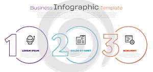 Set line Robot, Motherboard digital chip and Computer api interface. Business infographic template. Vector