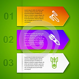 Set line Rocket, Nuclear rocket, Biohazard bomb and Submarine. Business infographic template. Vector