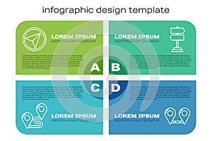 Set line Route location, Infographic of city map navigation, Route location and Road traffic sign. Business infographic