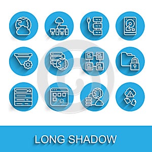 Set line Search engine, Loading data window, Social network, Network cloud connection, Cloud hacking, Folder and lock