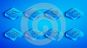Set line Search with folder, cloud computing, Processor CPU, Document graph chart, Pie infographic, Data analysis