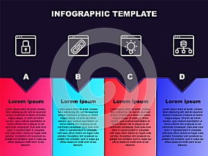 Set line Secure your site with HTTPS, SSL, Browser window, and Server, Data. Business infographic template. Vector