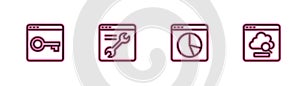 Set line Secure your site with HTTPS, SSL, Graph chart infographic, Browser setting and Cloud technology data transfer