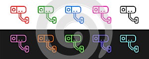 Set line Security camera icon isolated on black and white background. Vector