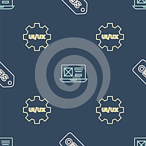 Set line SEO optimization, UI or UX design and on seamless pattern. Vector