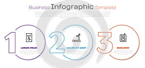 Set line Separated toilet for disabled, Treadmill machine and Press the SOS button. Business infographic template