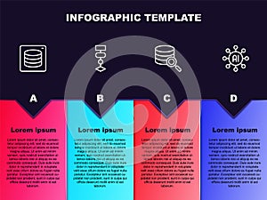 Set line Server, Data, Algorithm, and Neural network. Business infographic template. Vector