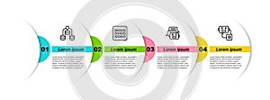 Set line Server, Data, Binary code, Chat bot and Artificial intelligence robot. Business infographic template. Vector