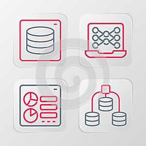 Set line Server, Data, Computer api interface, Neural network and icon. Vector