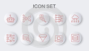 Set line Server, Data, Neural network, Photo retouching, Processor CPU, Artificial intelligence robot, and Funnel filter
